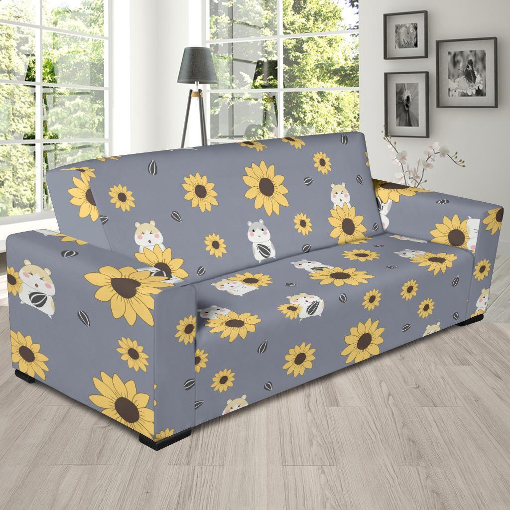 Hamster Sunflower Pattern Print Sofa Covers-grizzshop