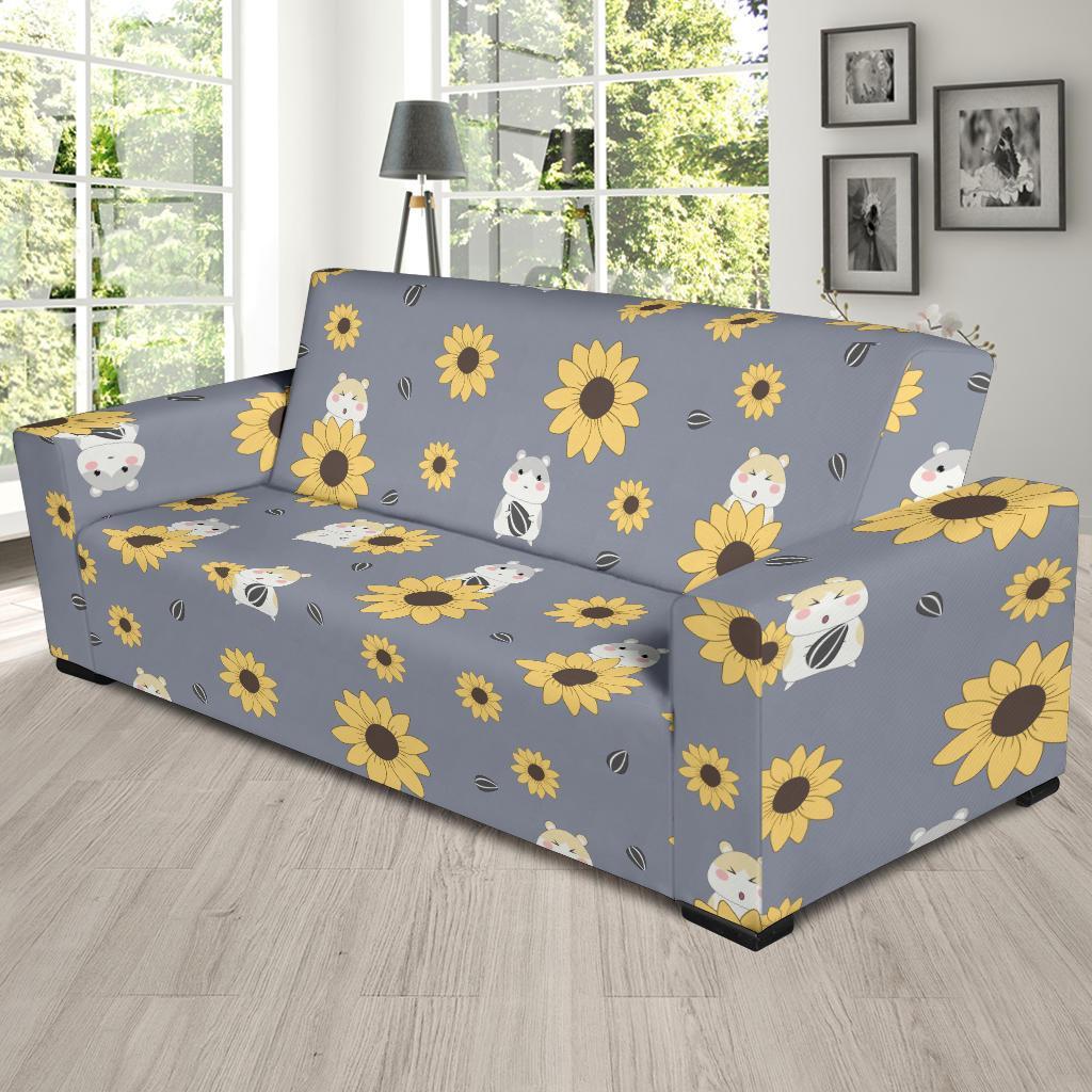 Hamster Sunflower Pattern Print Sofa Covers-grizzshop