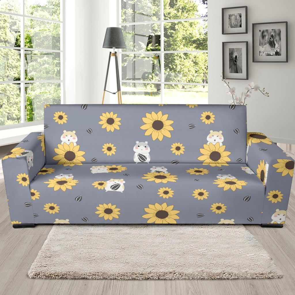 Hamster Sunflower Pattern Print Sofa Covers-grizzshop