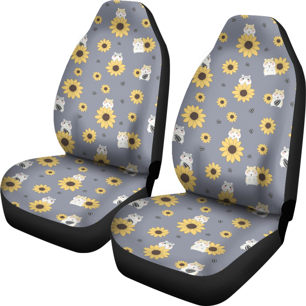 Hamster Sunflower Pattern Print Universal Fit Car Seat Cover-grizzshop