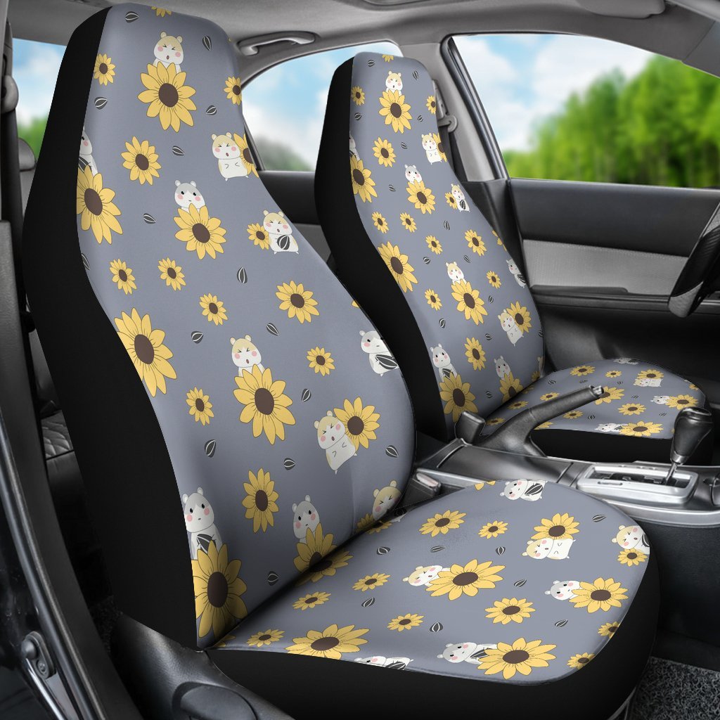 Hamster Sunflower Pattern Print Universal Fit Car Seat Cover-grizzshop