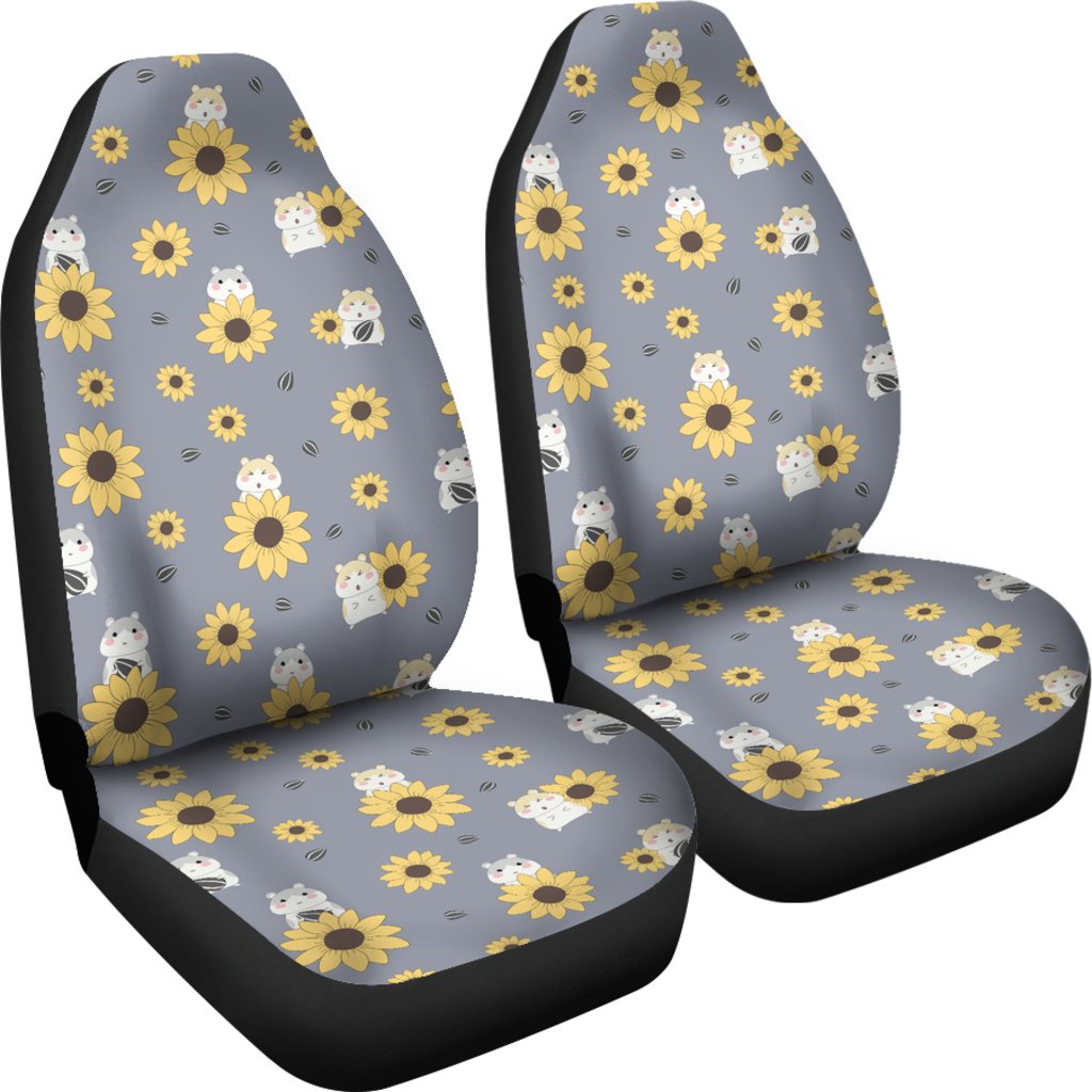 Hamster Sunflower Pattern Print Universal Fit Car Seat Cover-grizzshop