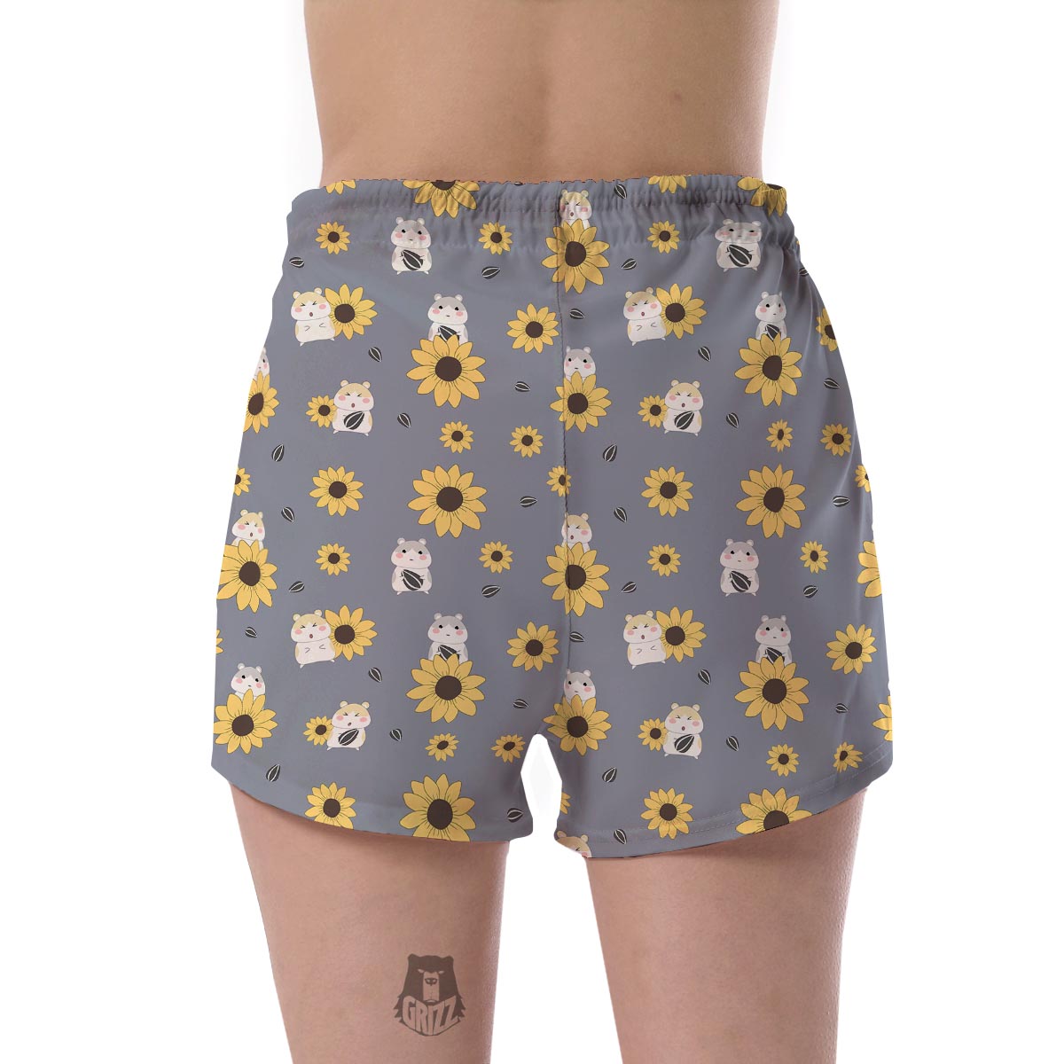 Hamster Sunflower Pattern Print Women's Shorts-grizzshop