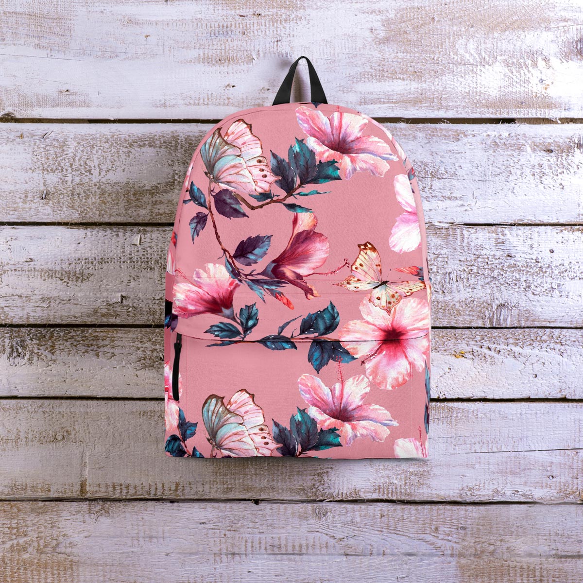 Hand Drawn Hibiscus Print Backpack-grizzshop