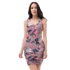 Hand Drawn Hibiscus Print Bodycon Dress-grizzshop