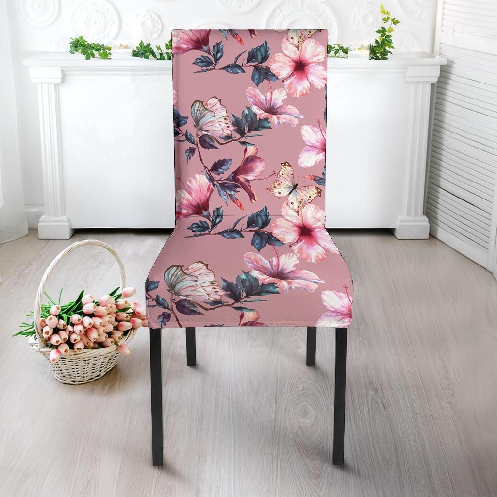 Hand Drawn Hibiscus Print Chair Cover-grizzshop