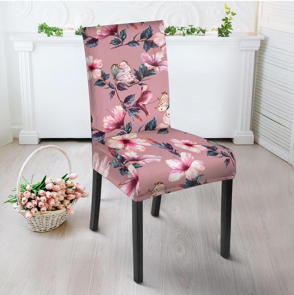Hand Drawn Hibiscus Print Chair Cover-grizzshop