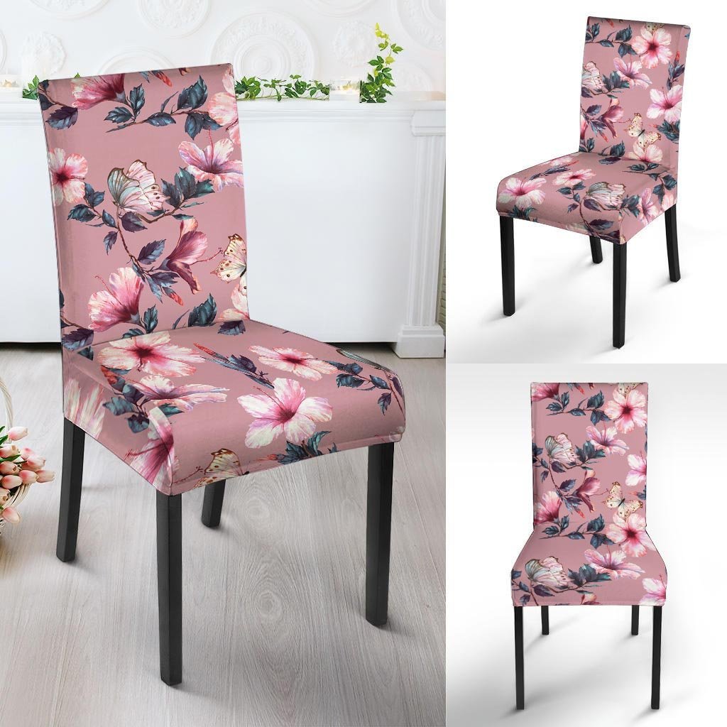 Hand Drawn Hibiscus Print Chair Cover-grizzshop
