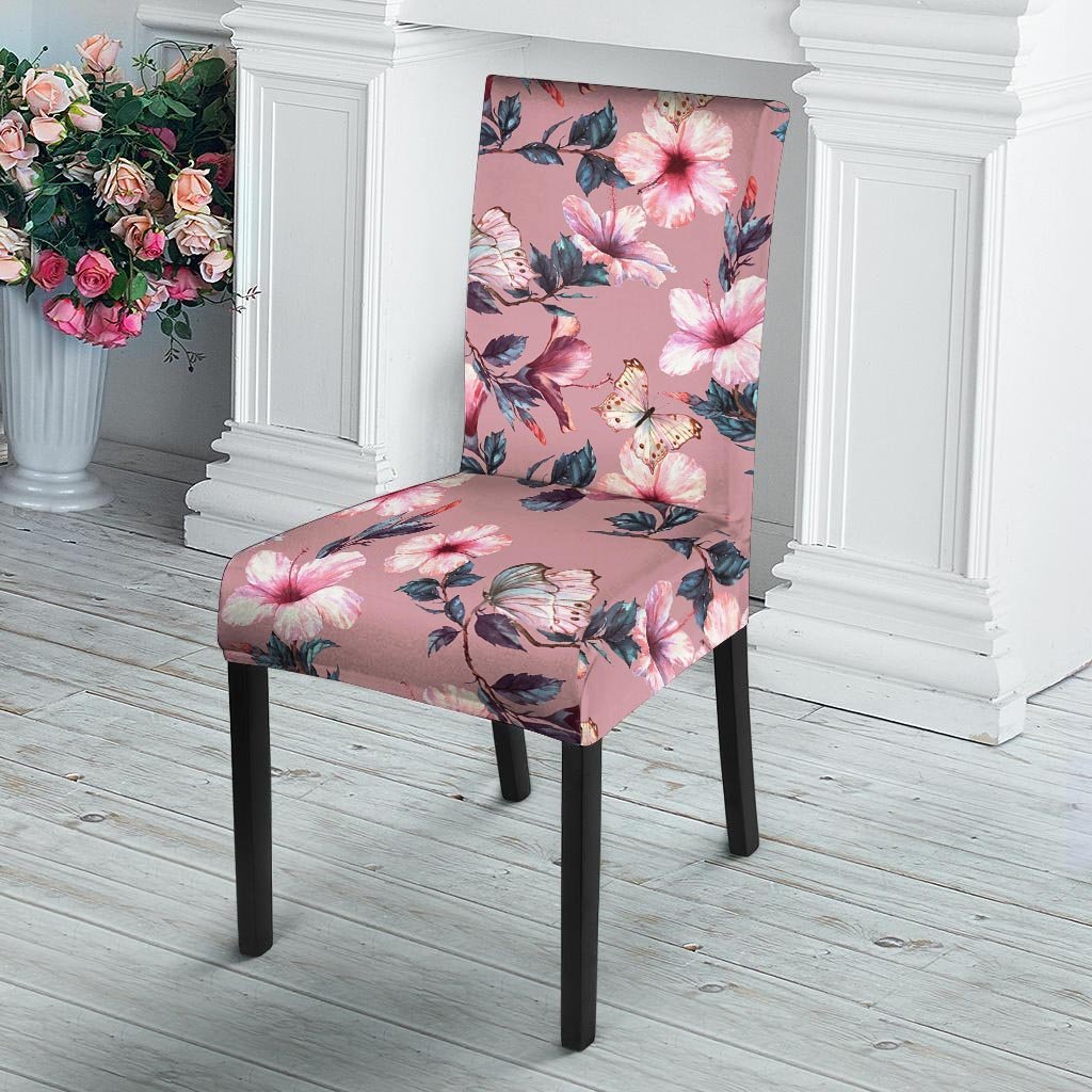 Hand Drawn Hibiscus Print Chair Cover-grizzshop