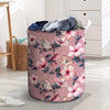 Hand Drawn Hibiscus Print Laundry Basket-grizzshop