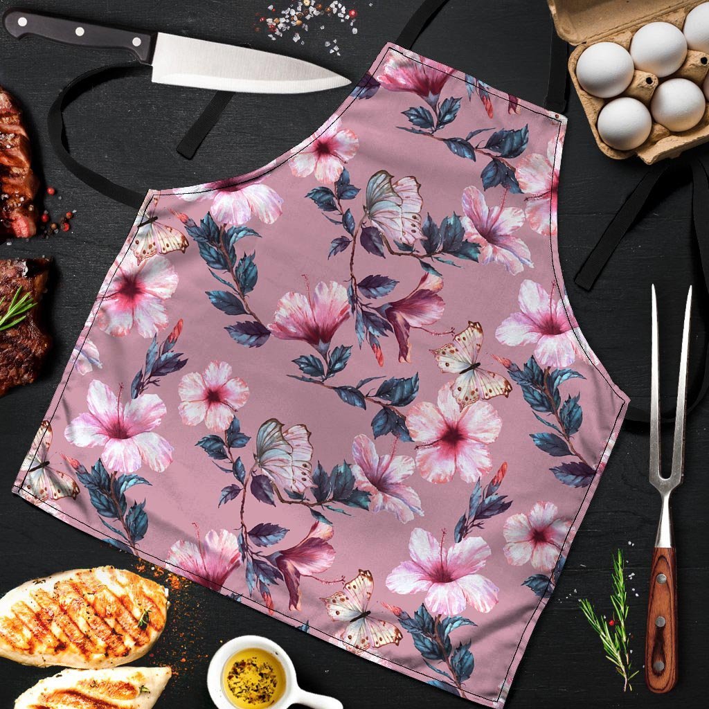 Hand Drawn Hibiscus Print Men's Apron-grizzshop