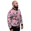 Hand Drawn Hibiscus Print Men's Bomber Jacket-grizzshop