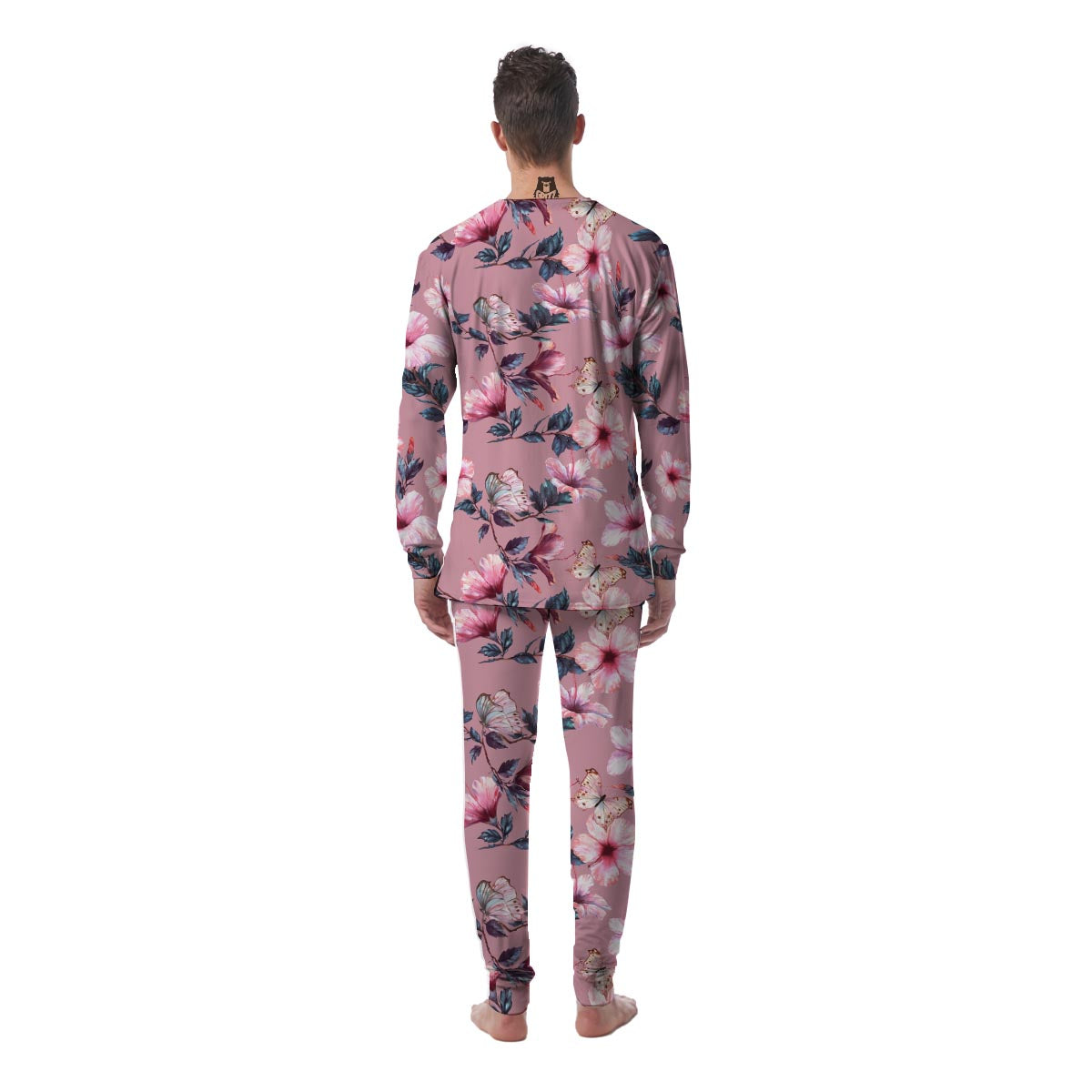 Hand Drawn Hibiscus Print Men's Pajamas-grizzshop