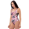 Hand Drawn Hibiscus Print One Piece Swimsuite-grizzshop