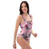 Hand Drawn Hibiscus Print One Piece Swimsuite-grizzshop