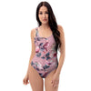 Hand Drawn Hibiscus Print One Piece Swimsuite-grizzshop