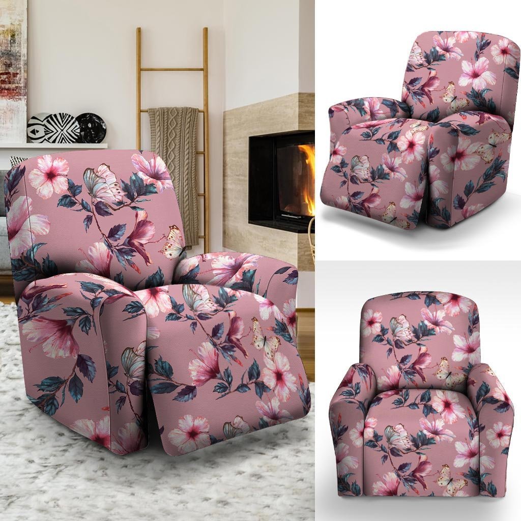 Hand Drawn Hibiscus Print Recliner Cover-grizzshop