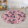 Hand Drawn Hibiscus Print Round Rug-grizzshop