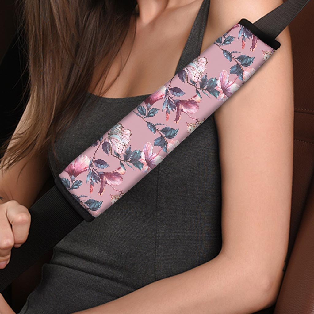 Hand Drawn Hibiscus Print Seat Belt Cover-grizzshop