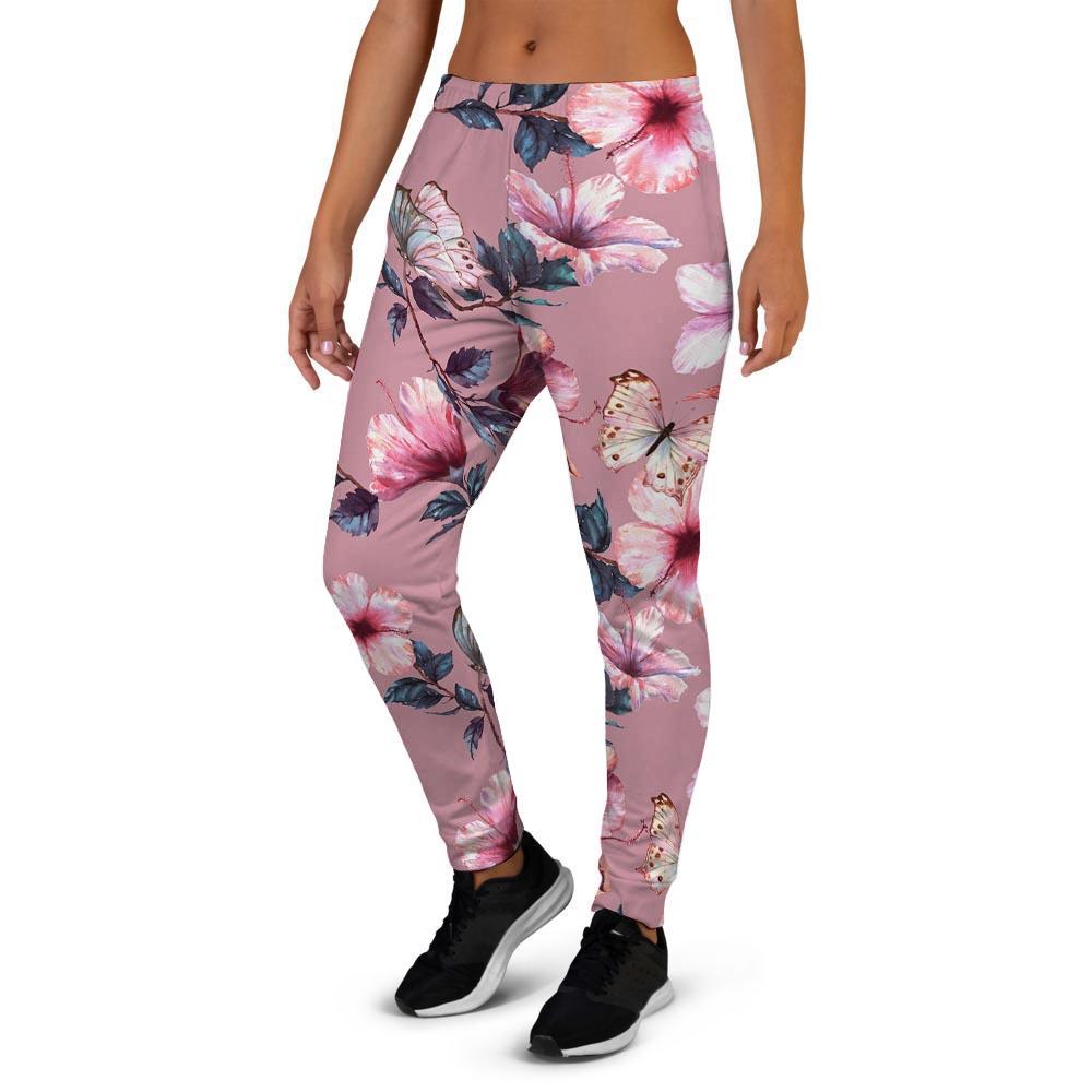 Hand Drawn Hibiscus Print Women's Joggers-grizzshop