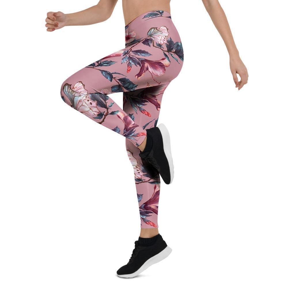 Hand Drawn Hibiscus Print Women's Leggings-grizzshop