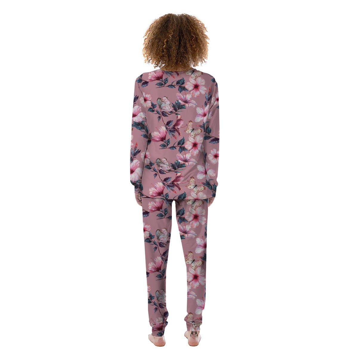 Hand Drawn Hibiscus Print Women's Pajamas-grizzshop