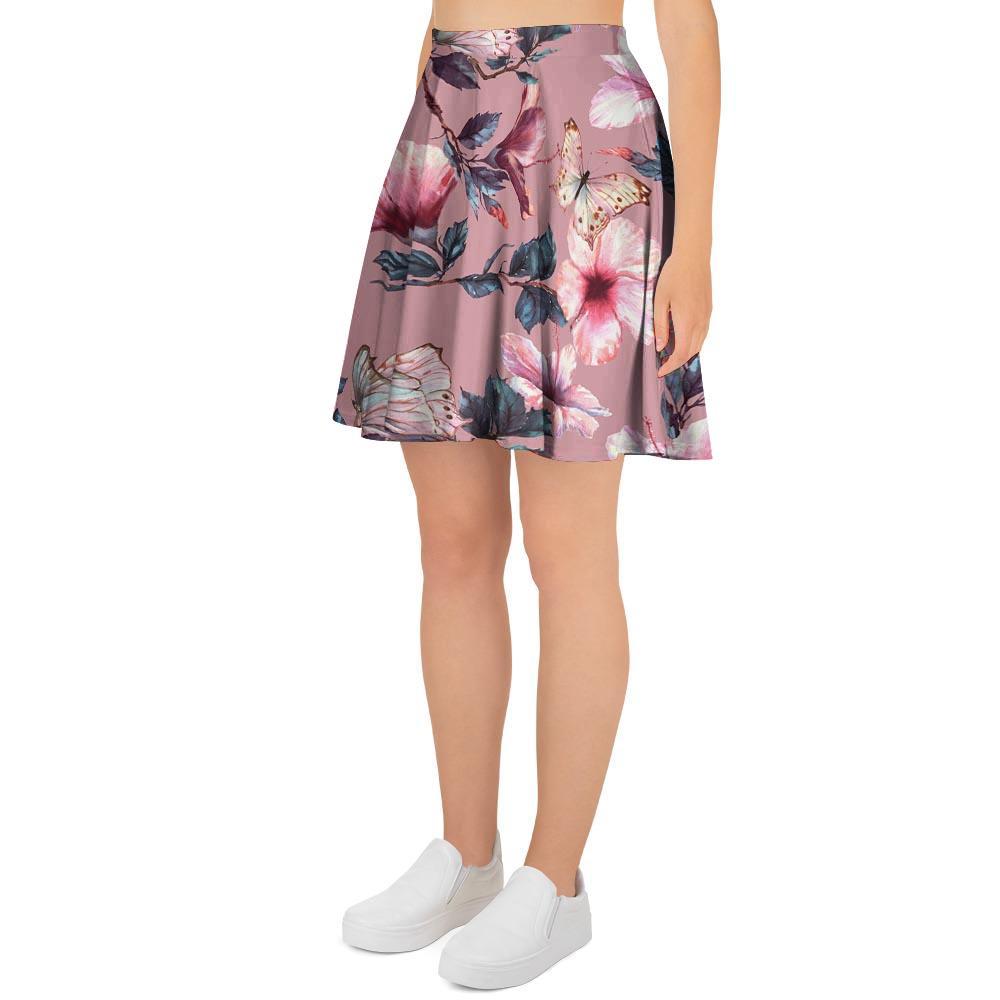 Hand Drawn Hibiscus Print Women's Skirt-grizzshop