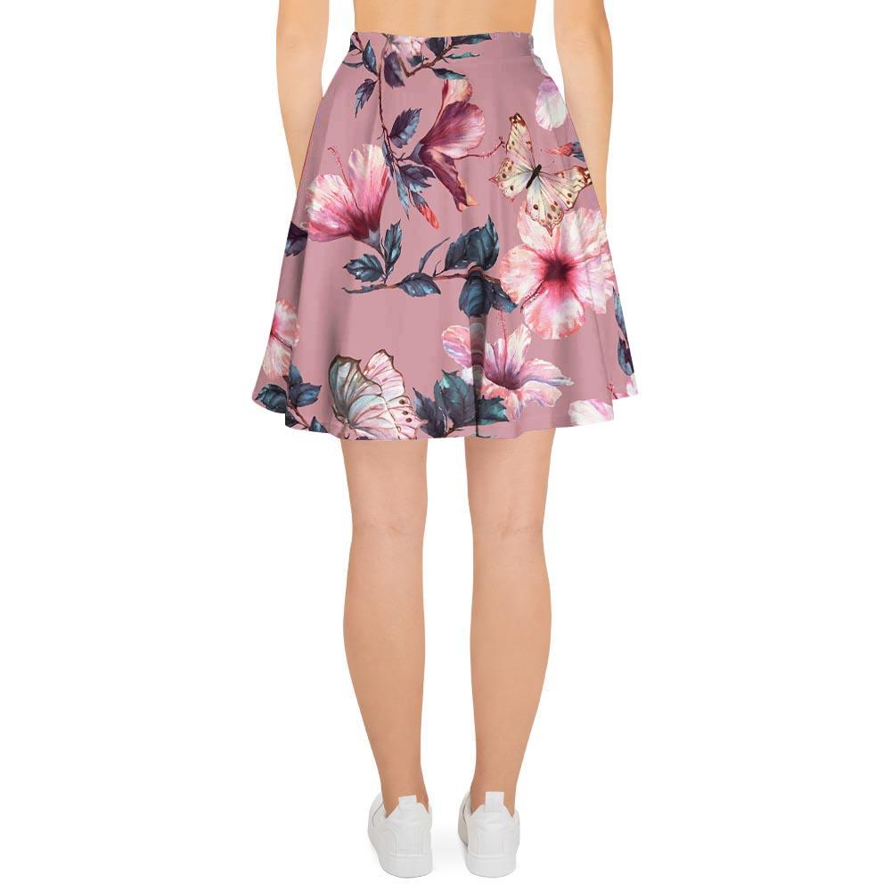 Hand Drawn Hibiscus Print Women's Skirt-grizzshop