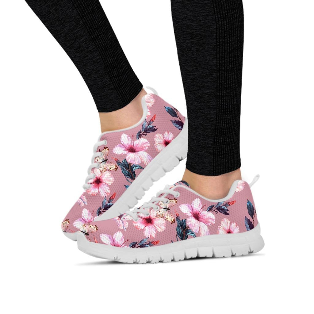 Hand Drawn Hibiscus Print Women's Sneakers-grizzshop