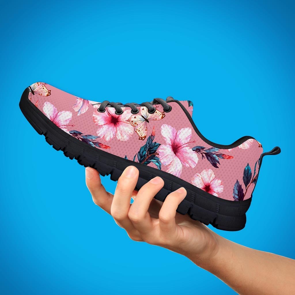 Hand Drawn Hibiscus Print Women's Sneakers-grizzshop