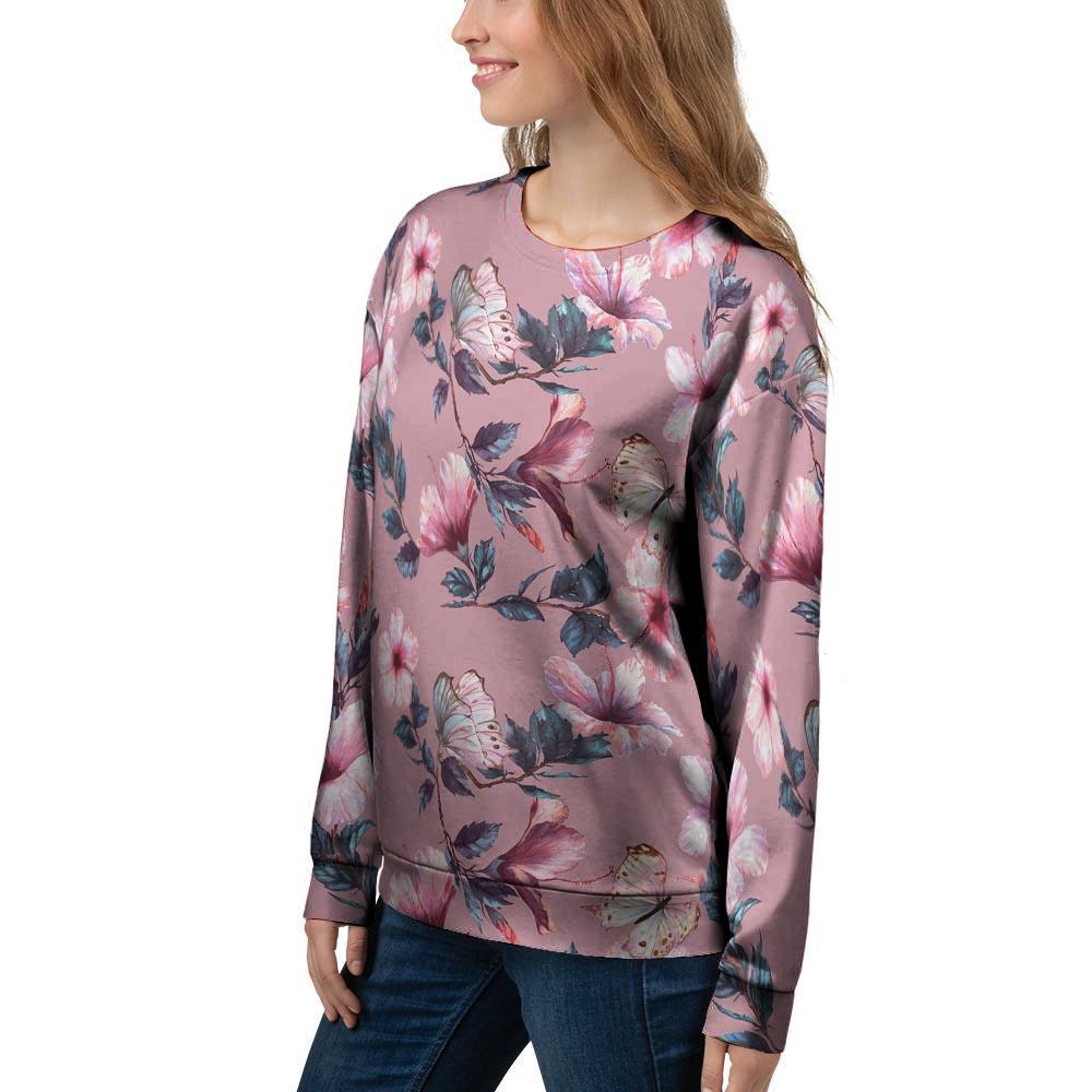 Hand Drawn Hibiscus Print Women's Sweatshirt-grizzshop