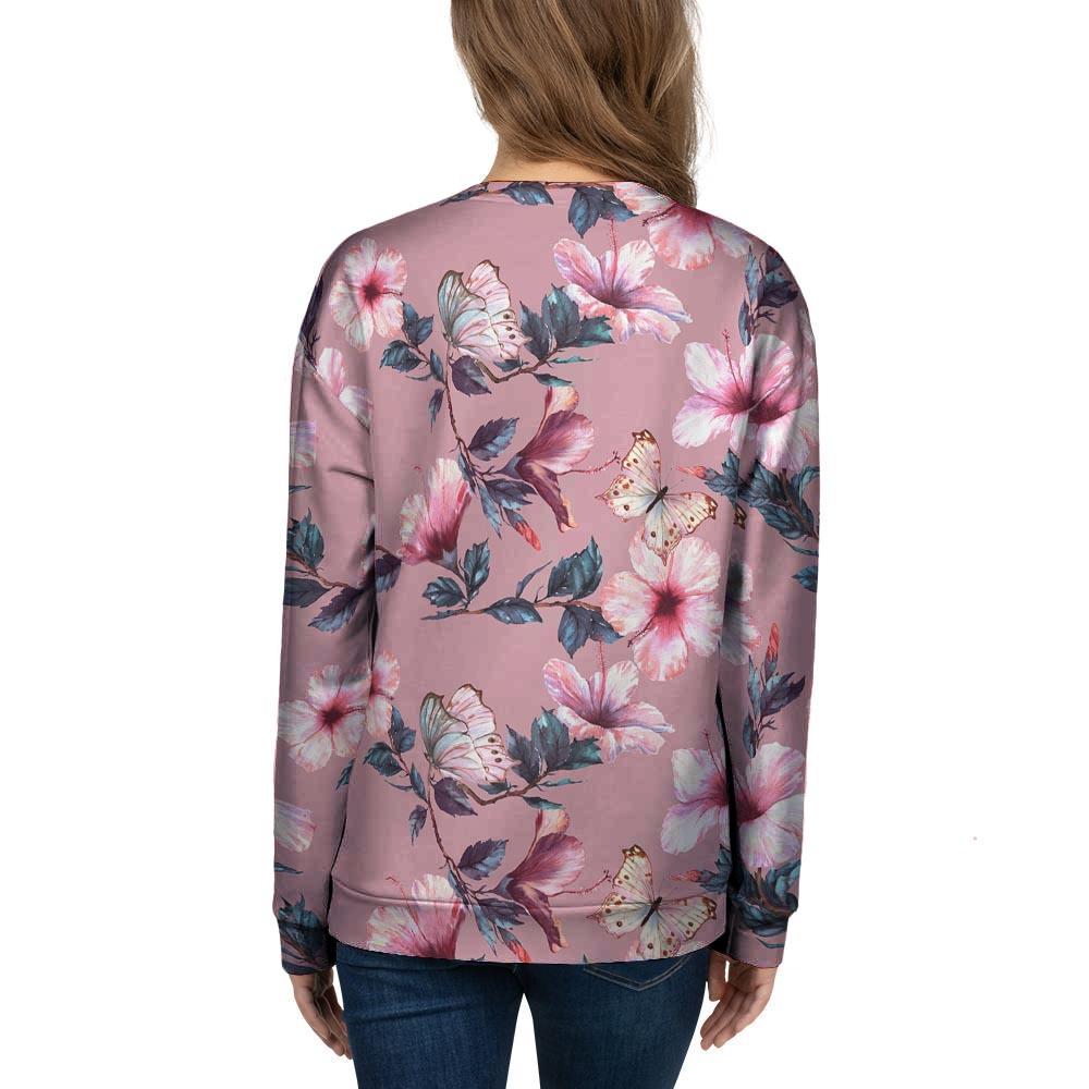 Hand Drawn Hibiscus Print Women's Sweatshirt-grizzshop