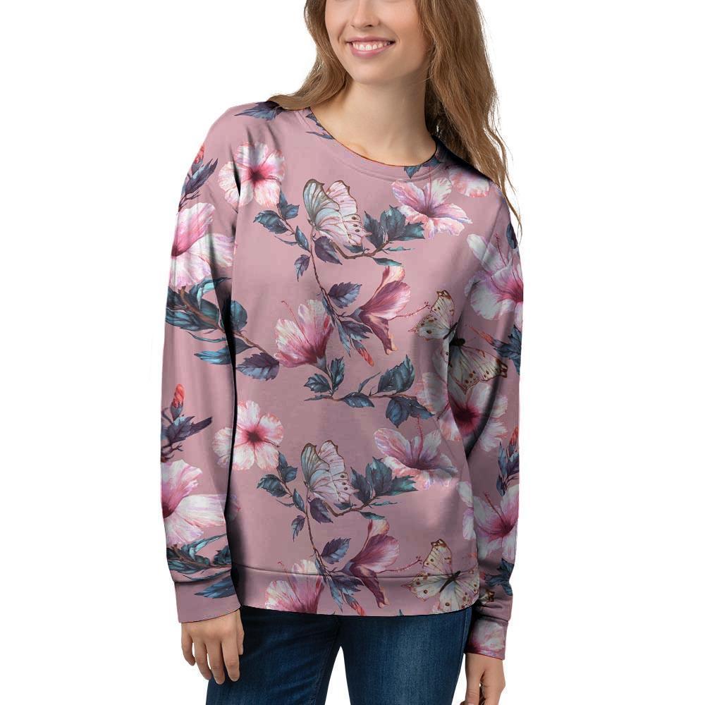 Hand Drawn Hibiscus Print Women's Sweatshirt-grizzshop