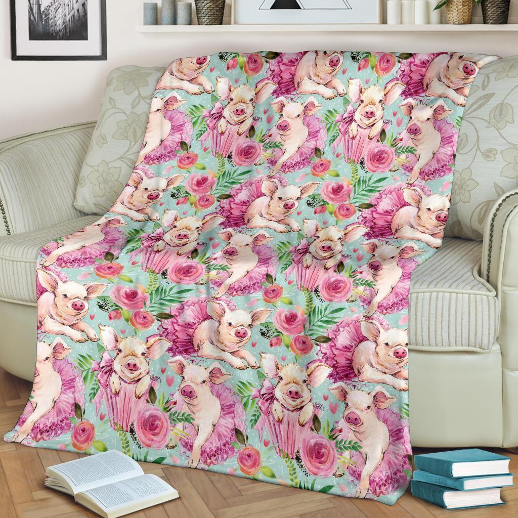 Hand Drawn Pig Pattern Print Blanket-grizzshop