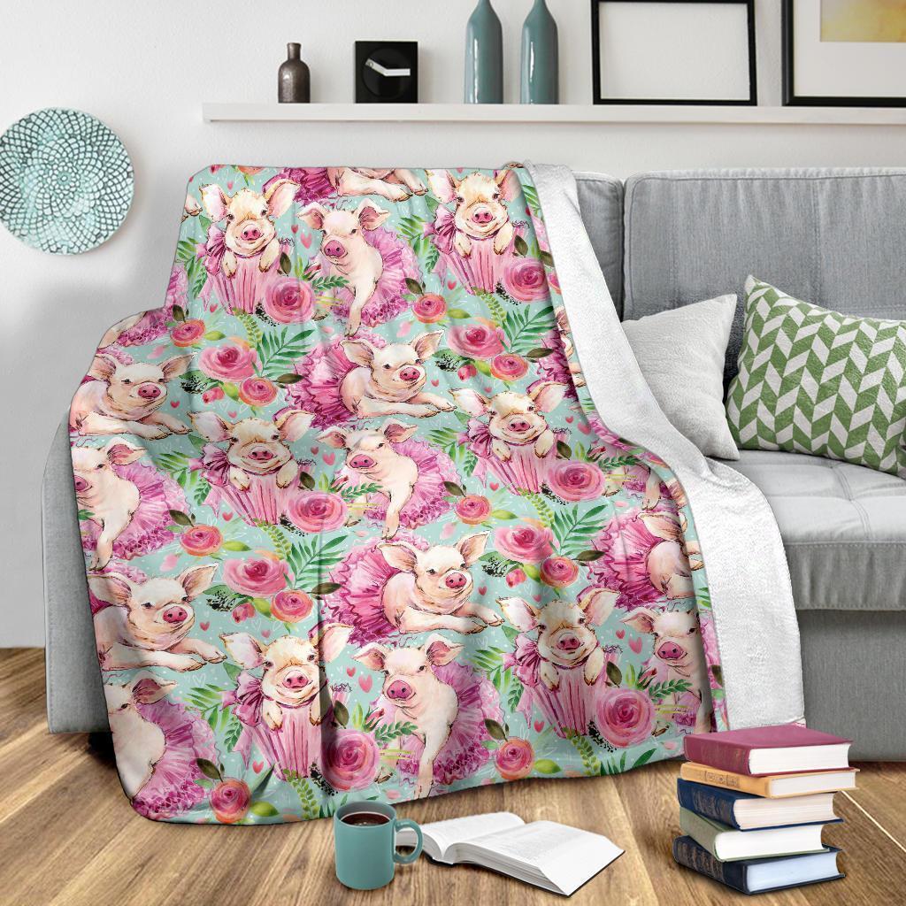 Hand Drawn Pig Pattern Print Blanket-grizzshop