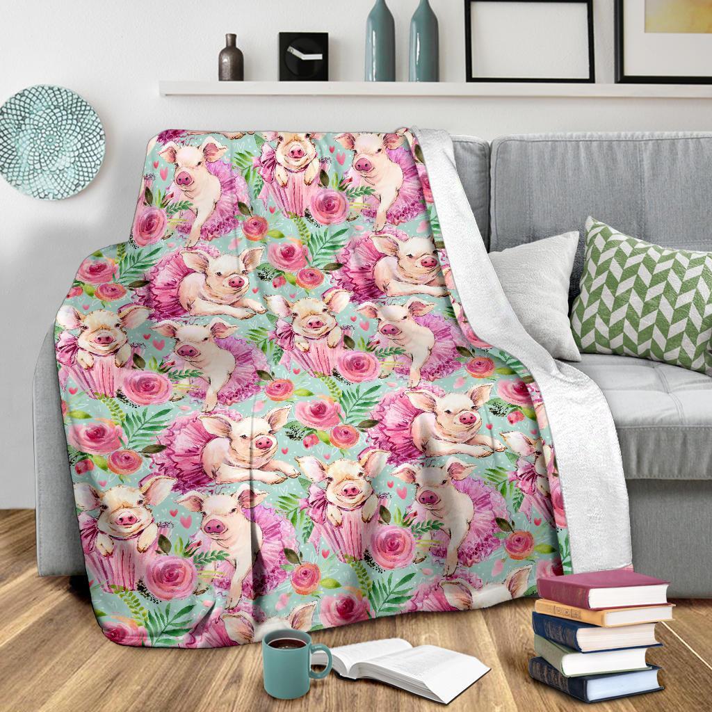 Hand Drawn Pig Pattern Print Blanket-grizzshop