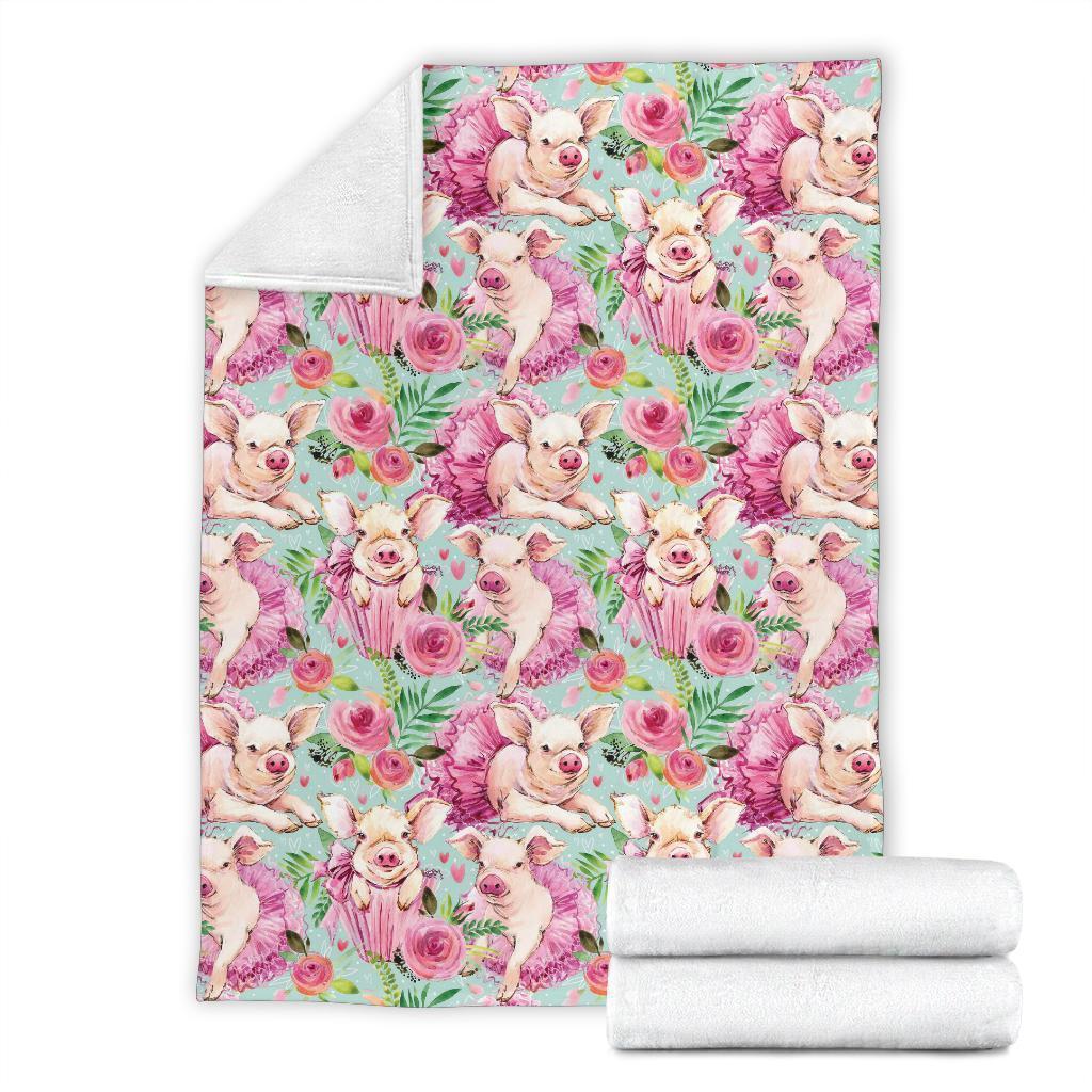 Hand Drawn Pig Pattern Print Blanket-grizzshop