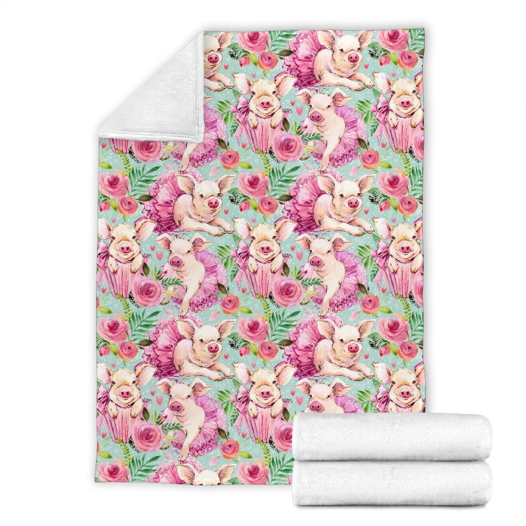 Hand Drawn Pig Pattern Print Blanket-grizzshop