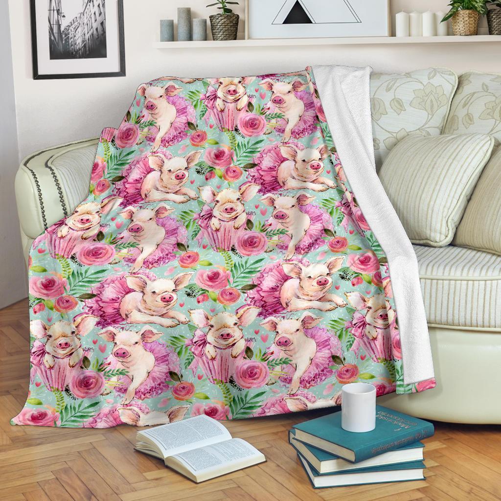 Hand Drawn Pig Pattern Print Blanket-grizzshop