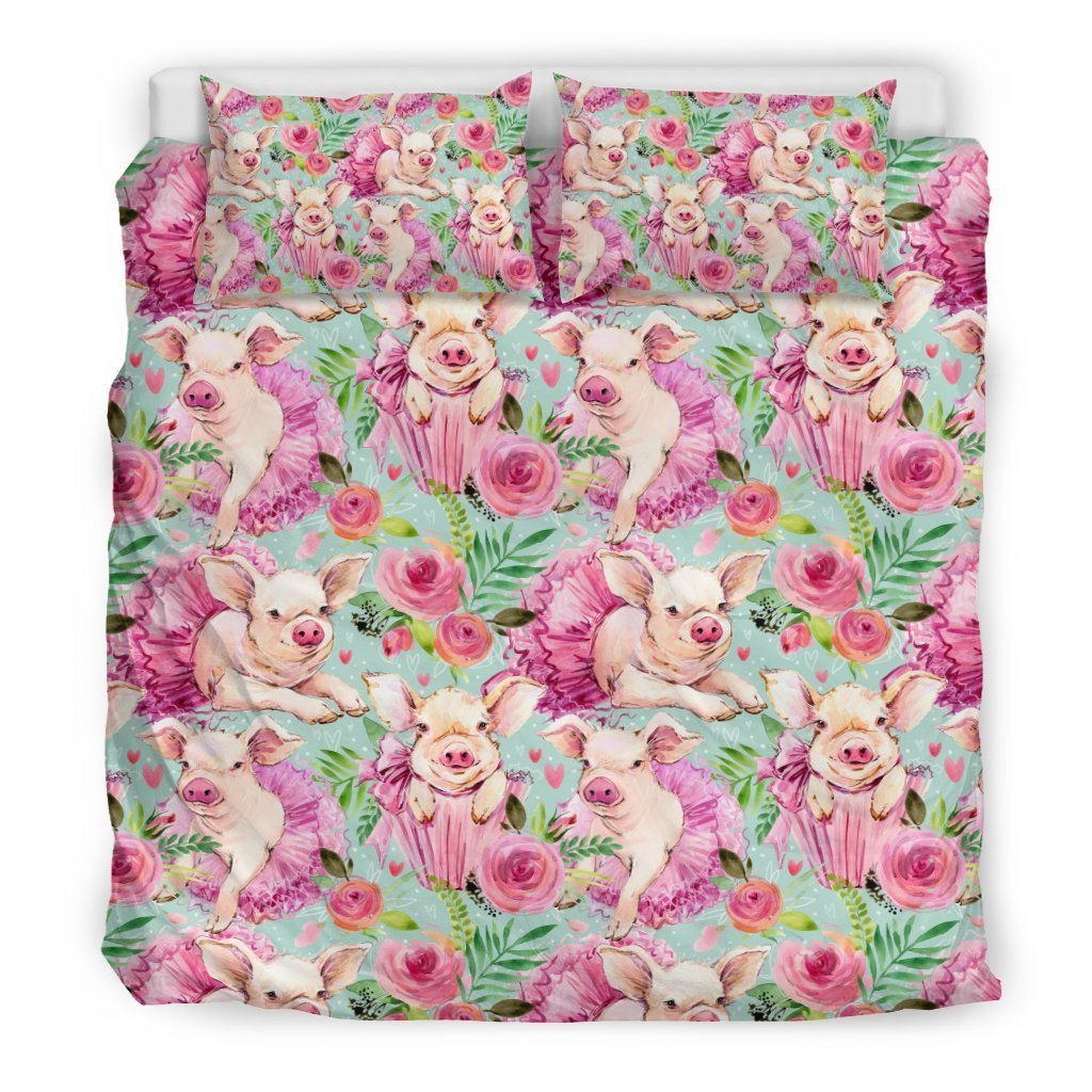 Hand Drawn Pig Pattern Print Duvet Cover Bedding Set-grizzshop