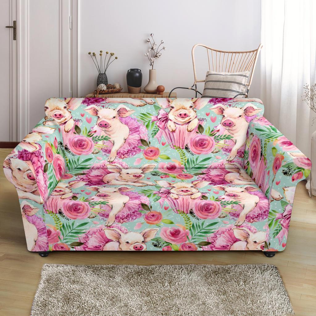 Hand Drawn Pig Pattern Print Loveseat Cover-grizzshop