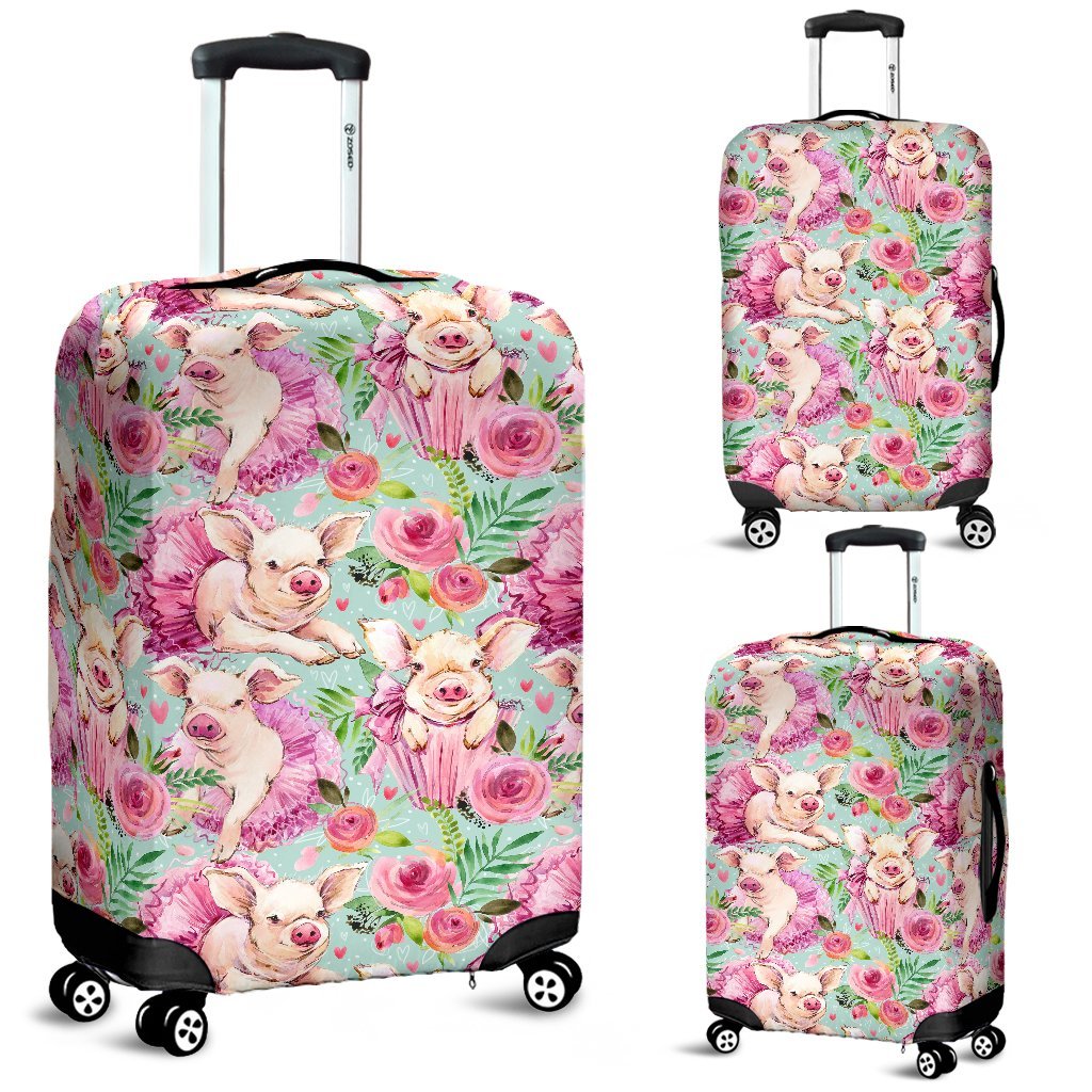 Hand Drawn Pig Pattern Print Luggage Cover Protector-grizzshop