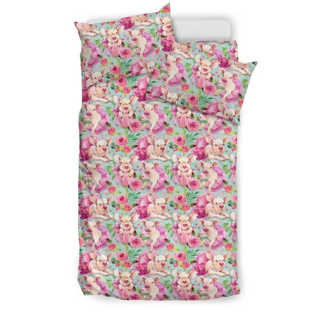 Hand Drawn Pig Pattern Print Pillow & Duvet Covers Bedding Set-grizzshop