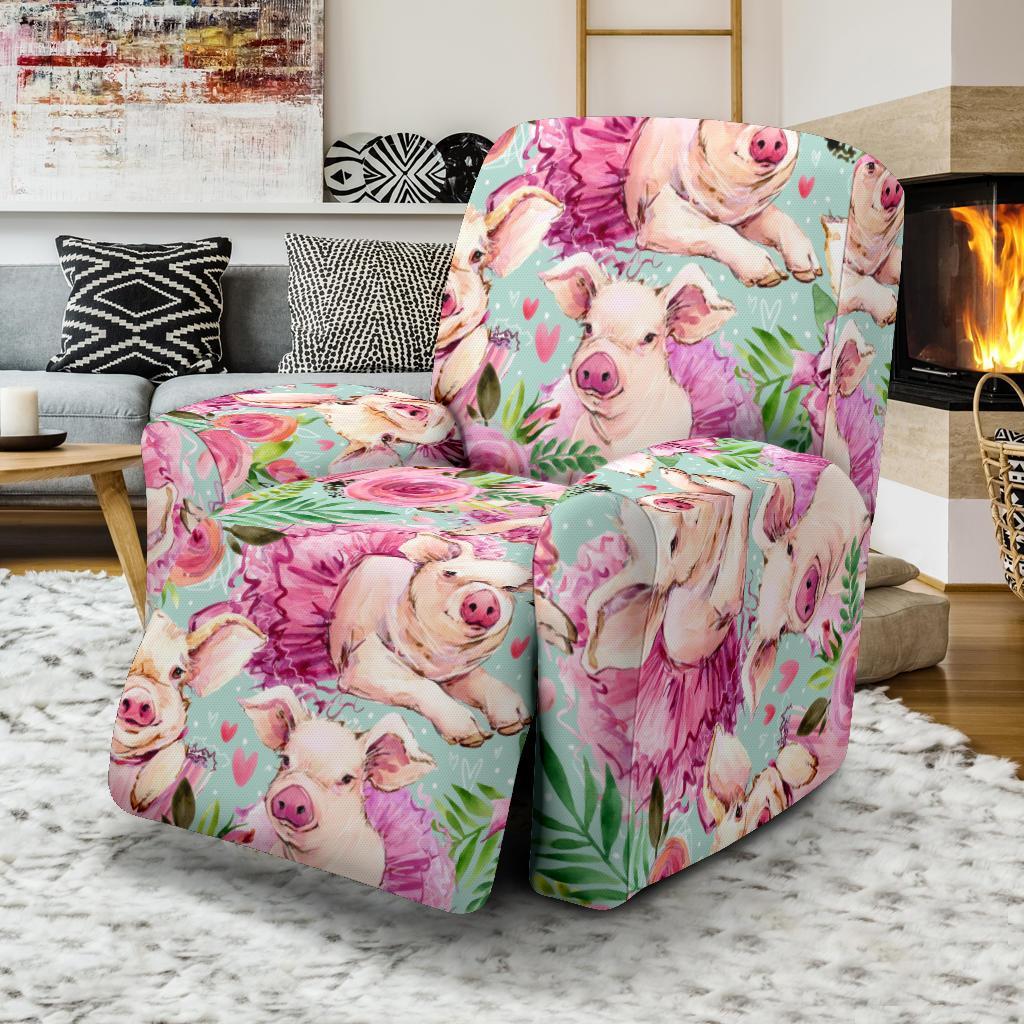 Hand Drawn Pig Pattern Print Recliner Cover-grizzshop