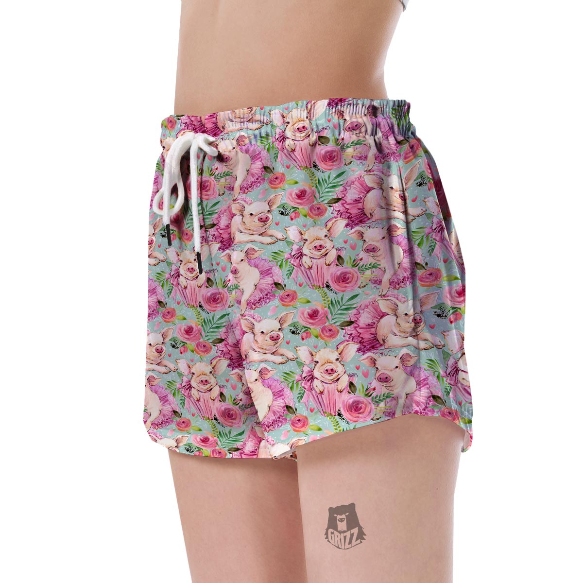Hand Drawn Pig Pattern Print Women's Shorts-grizzshop