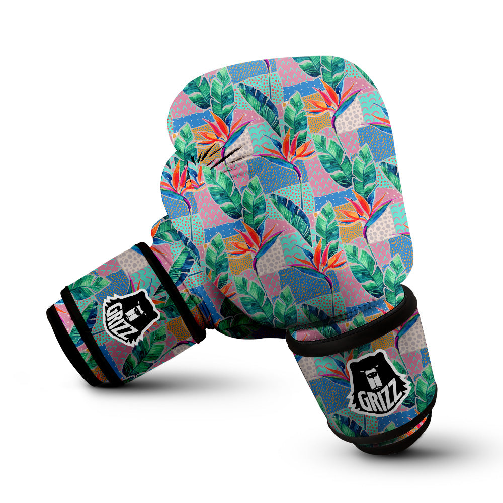 Hand Drawn Watercolor Tropical Print Pattern Boxing Gloves-grizzshop