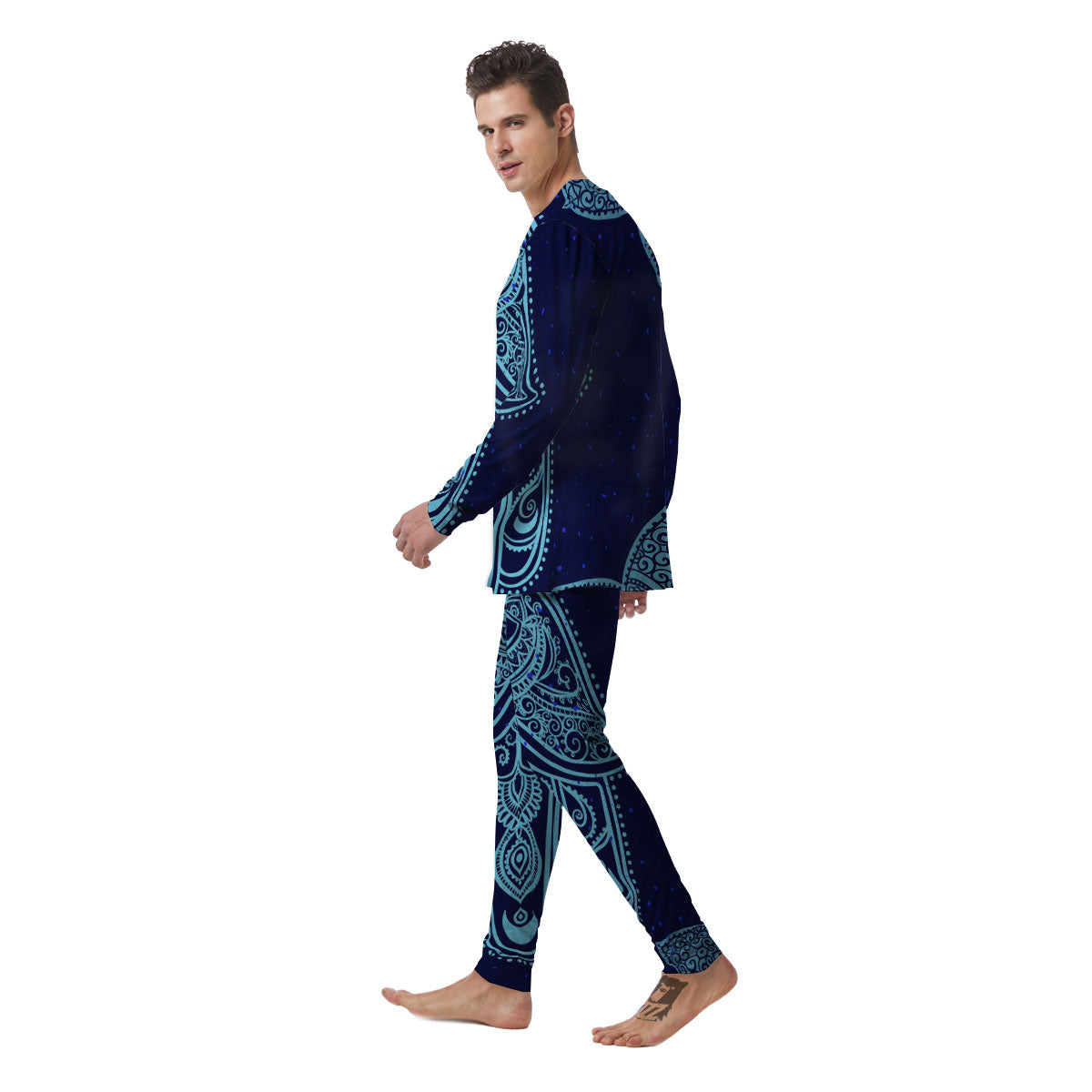 Hand Indian Hamsa Print Men's Pajamas-grizzshop