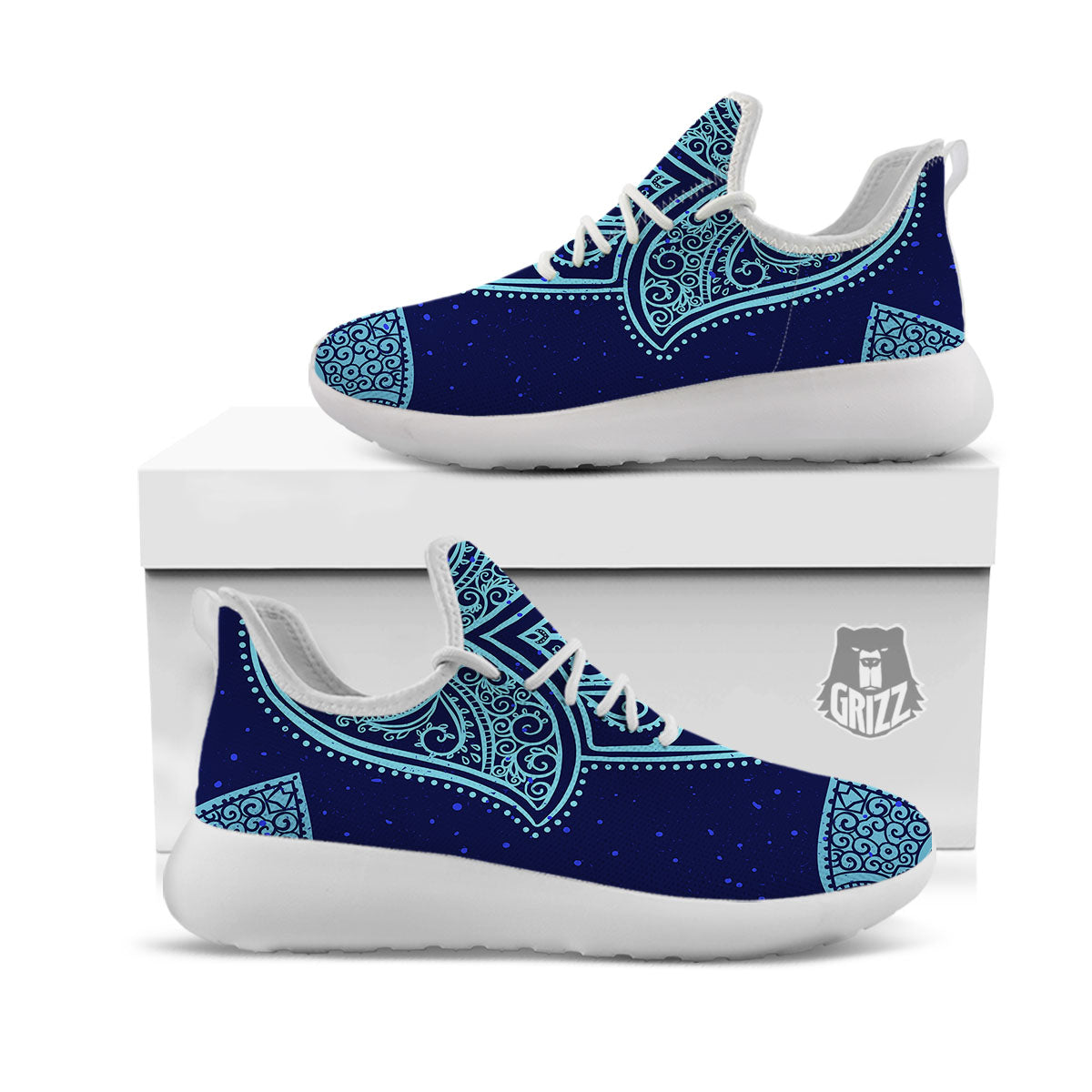 Hand Indian Hamsa Print White Athletic Shoes-grizzshop