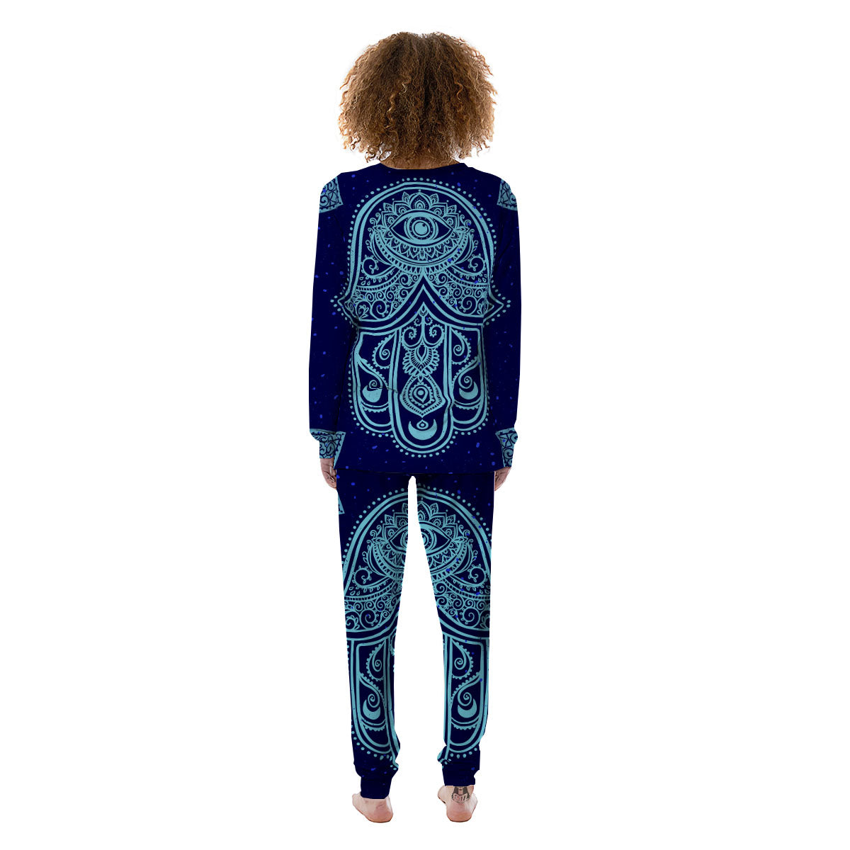 Hand Indian Hamsa Print Women's Pajamas-grizzshop