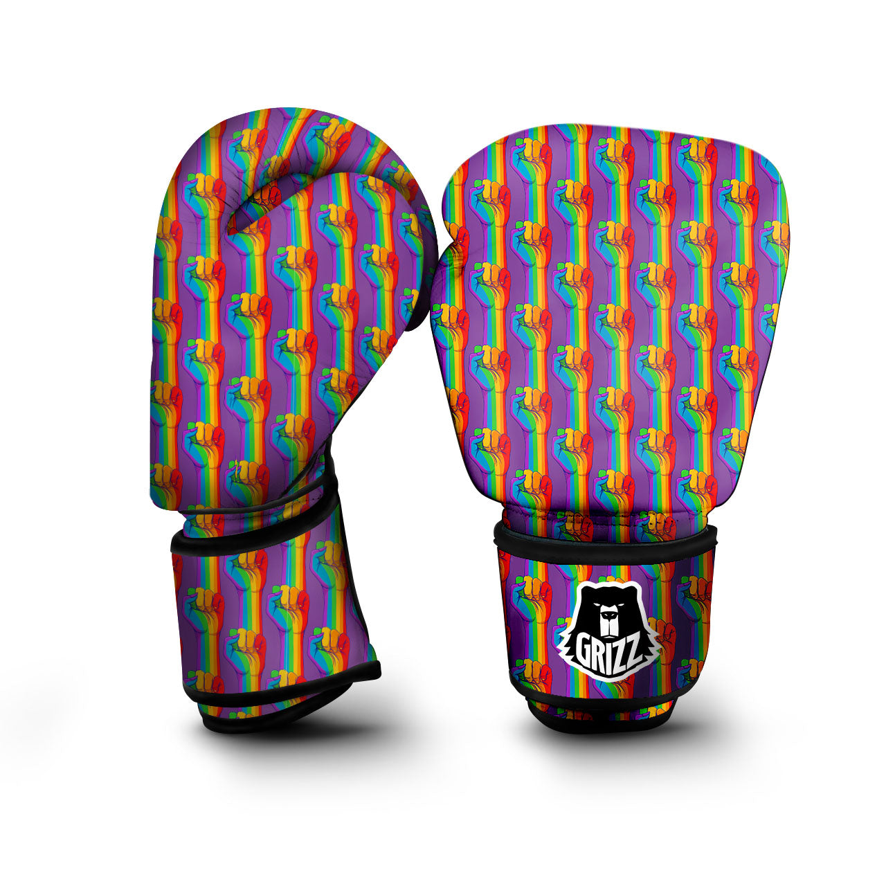 Hand Sign Gay Pride Print Pattern Boxing Gloves-grizzshop